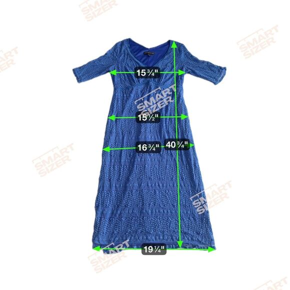Chris McLaughlin Blue Lace Cocktail‎ Dress | Women's Size 6 | V-Neck 3/4 Sleeve - Picture 5 of 5